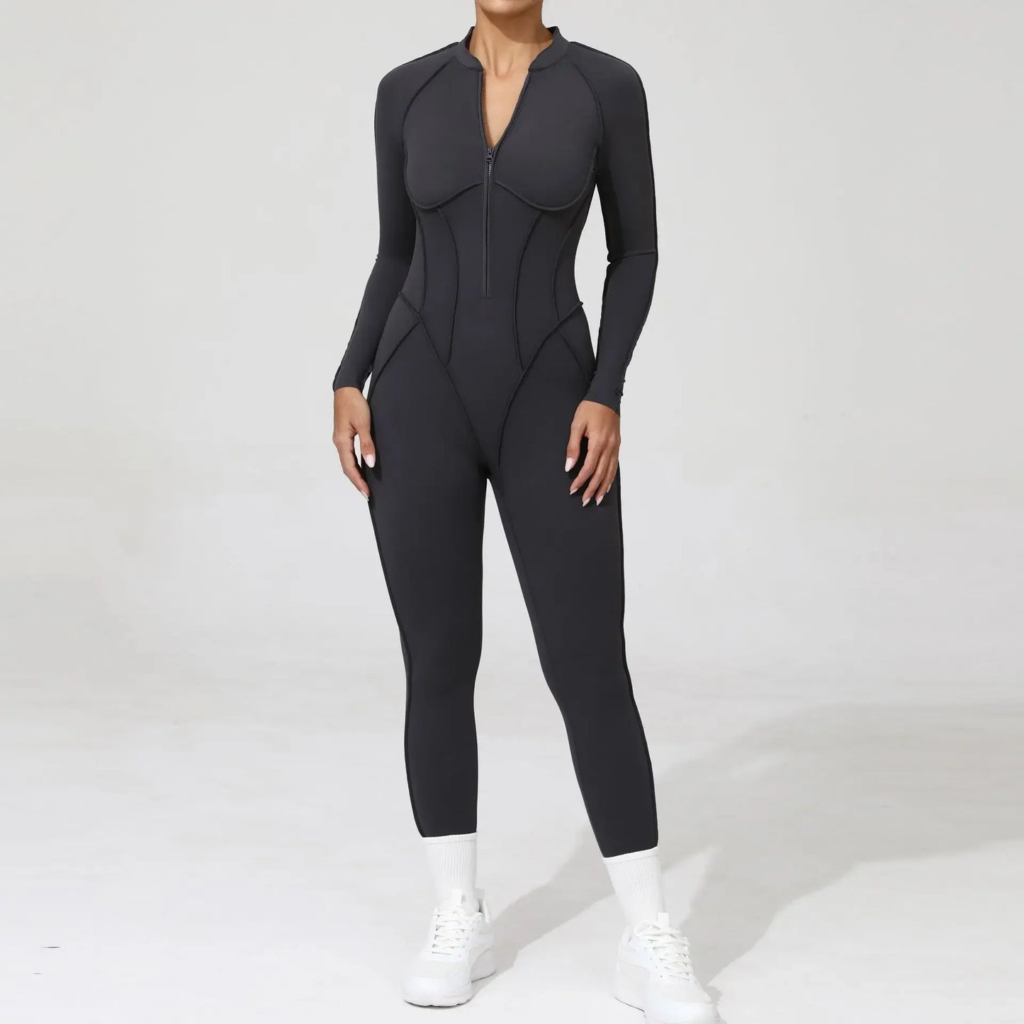 New Seamless Yoga Jumpsuits Sports Fitness Hip-lifting Backless Skinny Zipper