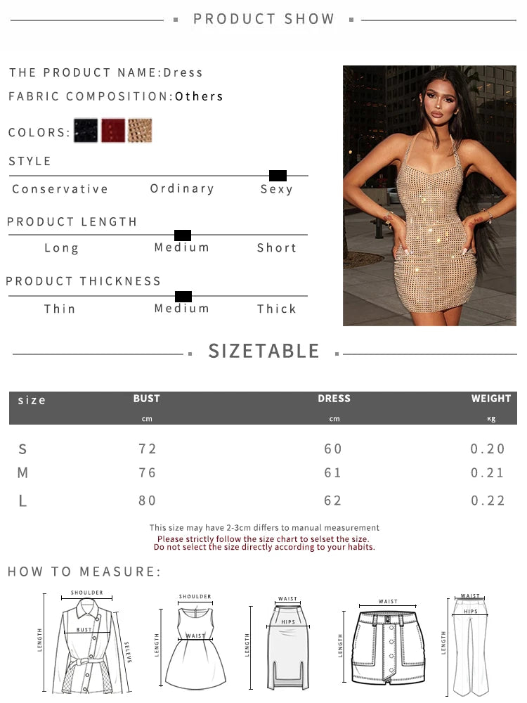 Mini Dress Woman Halter Low-Neck Sleeveless Skinny Peach