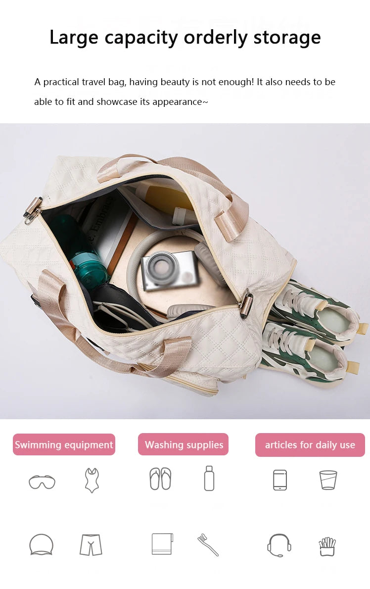 Durable Nylon Travel Duffle Bag, Portable Sports Gym Bag for Overnight Trips