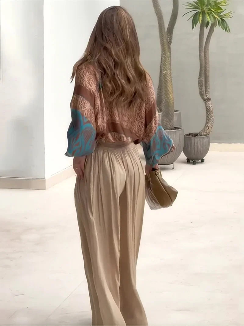 Pant Sets Two Pieces Women Tracksuit Ankle Length Wide Leg Pants