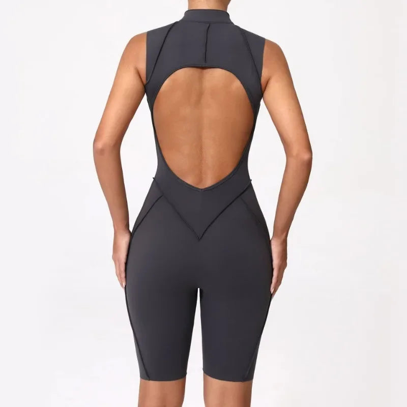 New Seamless Yoga Jumpsuits Sports Fitness Hip-lifting Backless Skinny Zipper