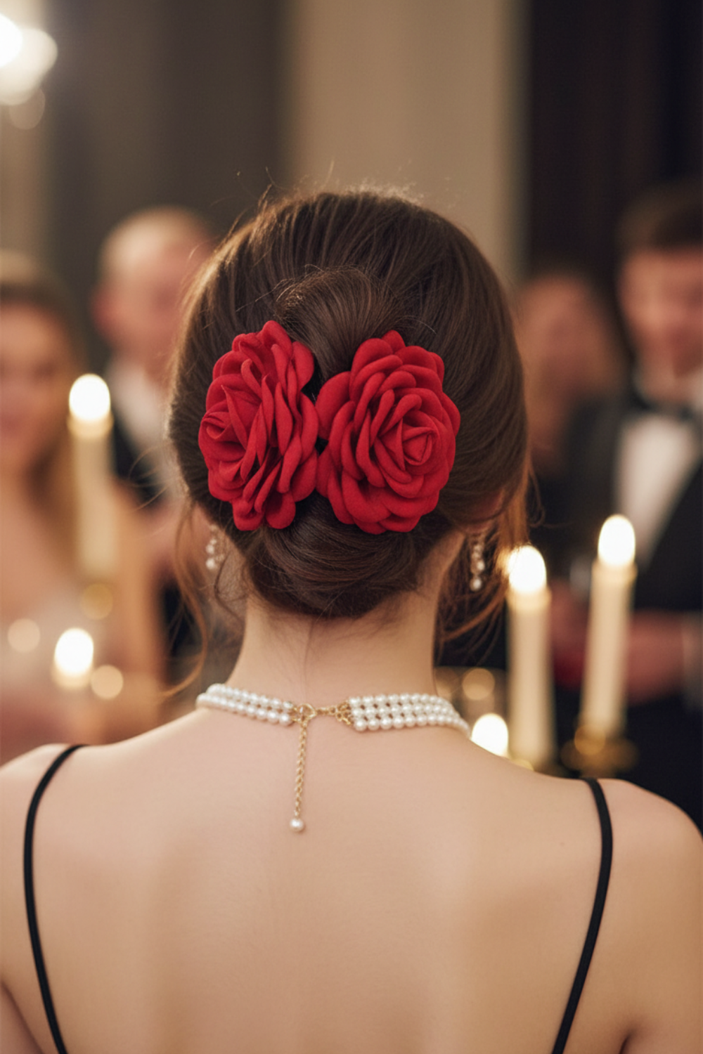 4 Colors Sweat Medium Size Cotton Fabric Rose Flower Hair Claw Clips (Bundle)